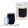 Veegreen Set Yerba Mate in Acciaio Inossidabile | Tazza Per Bere Yerba Mate Argentino | Include una Bombilla e un coperchio richiudibile | Set Autentico (Legna) (Nero)