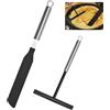 CAREDGO 2 Pezzi Spatola per Crepes Professionale Spatola Stendi Crepes Bastoncino per Crepes in Acciaio Inox e in Silicone Strumenti per Crepes per Fare per Pancake(Argento Nero)