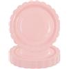 DHAIQC Set di 50 piatti di carta rosa da 18 cm, festonati piatti usa e getta stoviglie usa e getta compleanno per torte dolci compleanni baby shower matrimoni decorazioni (Rosa, 18 cm)