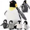 Harrycle Set di 5 Peluche di Pinguino 1 Mamma Pinguino con 4 Cuccioli in Pancia Animale di Pezza di Pinguino Morbido da 35 cm per Bambini Regalo di Compleanno San Valentine Natale(Bocca Lunga)