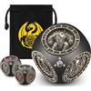 DND DADO Dadi Rotanti DND, 6 Lati Spinner in Metallo, Design a Rilievo 3D, D&D Dadi Poliedrici Girevoli, Regali DND, Sacchetto Regalo con Logo Drago, MTG, Giochi da Tavolo, Accessori per Giochi di Ruolo, Nero
