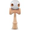 Ganzoo Kendama Modello Beginner White in faggio Vero, Gioco di abilita e coordinazione con Palla con Foro Ø6 cm, Cordino in Nylon, 3 Coppe Laterali e Inferiori, Punta Centrale, 16 cm 144 g
