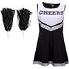 Cherry-on-Top - Costume da cheerleader, uniforme, fancy dress per Halloween, Nero e Bianco, XS