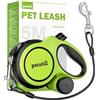 Pecute Guinzaglio per Cani Allungabile 5 metri con Corda Anti-morso da 46 cm, Guinzagli Retrattili con Sacchetti Igienici e Porta Sacchetti|Per Passeggiate/Addestramento/Pioggia, fino a 15-50 kg,Verde