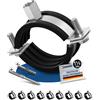 GARSIDURO® Fascette professionali per tubi | 1 1/2 pollici (47-51 mm) 10 pezzi | con viti e tasselli abbinati | Fascette per tubi a vite in acciaio zincato con inserto in gomma per il fissaggio del