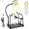 BONJUME Saldatura Terza Mano, Magnetico Stazione Saldante con 4 Bracci Flessibili Lente d'Ingrandimento a LED 6X e Braccio di Supporto Meccanico per Riparazione PCB Lavori di Saldatura Modellismo