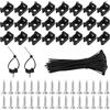 dsDAEDK 130 Pezzi Base per Fascette, Cable Tie Mounts Neri, Supporto per Fascette Stringicavo In Nylon con Fascette e Viti, Base di Fissaggio per Fascette Fermacavi per Il Fissaggio Dei Cavi