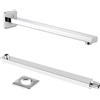 DabbOo Braccio Doccia da 40 cm Braccio Doccia a Parete Quadrato Supporto per Soffione in Acciaio inox Braccio di Prolunga per Doccia Adatto per Soffione,Supporto per Soffione Doccia a Pioggia (Argento)