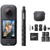 Insta360 X4 Air Pack Sostituzione Obiettivo Nero grafite- Videocamera leggera 165g 8K 360, selfie stick invisibile, lenti sostituibili, prima registri poi inquadri, cover antivento, stabilizzazione.