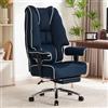 EXCEBET Sedia Ufficio Rete 180kg - Poltrona Direzionale XXL (Taglie Forti), Seduta a Molle 14cm (Comfort Divano), Schienale Alto Ergonomico Traspirante, Supporto Lombare per PC (Blu scuro)