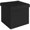 INTIRILIFE Sgabello pieghevole 30x30x30 cm in nero - Cubo di seduta con coperchio e vano portaoggetti in tessuto con incavi - Cubo di seduta poggiapiedi richiudibile cassetto portaoggetti sgabello