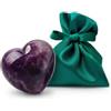 Milaboo Pietra preziosa cuore 4 cm in ametista avventurina o quarzo rosa pietra naturale amuleto mano con sacchetto di velluto verde, regalo pietra fortunata (ametista)