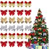 YEAPEAK 96 Fiocchi per Albero di Natale, Decorazioni Natalizie, Fiocchi Natale,Fiocchi Albero di Natale, Fiocchi Albero Natale Adatti per Natalizie Regalo Decorazioni, 4 Stili, Oro/Argento/Rosso