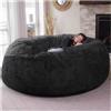 Flyhug Sedia a Sacco di Pelliccia Gigante per mobili da Soggiorno per Adulti Grande Rotonda Morbida soffice Pelliccia Sintetica BeanBag (Senza Imbottitura) copridivano (Colore: Nero, Size: 7ft)