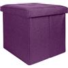 INTIRILIFE Sgabello pieghevole 30x30x30 cm in viola - cubo di seduta con coperchio e vano portaoggetti in tessuto con incavi - cubo di seduta poggiapiedi pieghevole cassetto portaoggetti sgabello