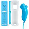 QUMOX 2 in 1 Controller per Wii, Controller Nunchuck, Controller Telecomando, Console di sostituzione, Built in Motion Plus, con custodia protettiva in silicone per Wii e Wii U Blu