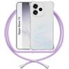 ANFAIRLACE Cover Cordino Compatibile con Oppo Reno 15 5G, Custodia Cuscino d'Aria Trasparente Silicone Morbido Regolabile Antiurto Laccio Chiaro Case, Viola
