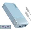 JUOVI 65W Power Bank, 20000mAh Laptop Caricatore Portatile Powerbank Ricarica Rapida Batteria Portatile Cellulare con USB C, per MacBook Dell XPS PC Portatile iPad iPhone 17 16 15 Samsung (Blu)