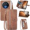 MOJIA Custodia Portafoglio per Honor Magic8 Pro/Magic 8 Pro, Pelle PU Flip Cover per Telefono con Guscio Interno in TPU, Multifunzione Porta Carte con Cinturino Polso. Marrone