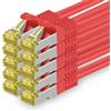 1aTTack.de Cavo di rete Ethernet Lan Cat.7 SFTP spina RJ45 Cat6a doppia schermatura 10000 Mbit/s compatibile con Cat5 Cat6 Cat6a Cat8 per switch Router Modem Patchpanel Rosso / 10 pz 3 metri