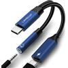LAMSCAT 2 in 1 Adattatore Jack per Cuffie da USB C a 3,5 mm, adattatore per cuffie Android Cellulare PD 60W, compatibile con Samsung, Pixel, pad Mini 6 e più (blu)