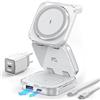AC Island Caricatore Wireless iPhone 5 in 1, Stazione di Ricarica Mag-safe, Pieghevole Supporto di Ricarica Magnetica per iPhone 17/16/15/14/13/12/11 Serie, Apple Watch S11/Ultra, per AirPods Pro 3
