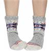 Pachamama Calzini da donna in 100% lana lavorati a mano a righe Fair Isle grigio M 4-7 fatti a mano extra caldi commercio equo e solidale, Grigio, 4-7