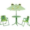 Siena Garden 672614 Set da tavola per Bambini Froggy 2 X Sedia Pieghevole, 1 X Tavolo, 1 X Protezione per Struttura in Acciaio Verde con Motivo: Rana, UPF 50 +