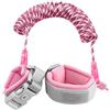 GERUI Guinzaglio di sicurezza per bambini, con chiavi, anti-smarrimento, cinghia da polso di sicurezza, rotazione a 360°, corda metallica elastica, traspirante in cotone (rosa)