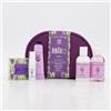 Crabtree & Evelyn Iris - Set da viaggio per la cura personale, 5 pezzi, con gel bagno, lozione per il corpo, crema per le mani, nebbia per il corpo, sapone e borsa cosmetica