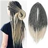 PORSMEER Extension dreadlocks da 24 pollici, trecce per capelli crochet fatte a mano, 0,6 cm, hippie lisci dreads, dea log da donna (nero a bionda, doppia estremità)