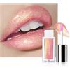 Lestpola Rossetto liquido glitterato, rosa chiaro, idratante 3D, lucidalabbra olografico, lucido con velo colorato, durevole, impermeabile, non appiccicoso, trucco per donne 03