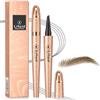 JCOTCL Matita Sopracciglia Microblading Facile Da Usare - Penna Sopracciglia Waterproof Effetto Ultra Naturale con 4 Punte Micro, Liquid Eyebrow Fork Tip Pen a Lunga Tenuta(11# caffè chiaro)