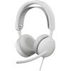 Logitech Zone Wired 2 - Cuffia con microfono con cancellazione del rumore e ANC ibrida adattiva, USB-C con adattatore USB-A - Bianco