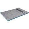 MARWELL Elemento doccia 80 x 120 x 4 cm, piastrellabile direttamente con canalina di scarico integrata e scarico orizzontale, montaggio a pavimento e senza barriere, pendenza integrata, argento