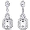 Clearine Orecchini matrimonio Sposa Clip On per Donne Cristallo Taglio smeraldo Infinito figura 8 Lampadario pendenti Trasparente Argento-fondo