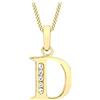 CARISSIMA Pendente con iniziale D in zirconia cubica su collana in oro giallo 9 ct con catena a curb diamantata di 46 cm/18 pollici