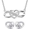 LYL.Adorer LYL. Adorer Set di Gioielli per Donna, Collezione con Collana e Orecchini placcati Oro Bianco, Simbolo Infinito e Cuore, Regalo per Lei