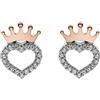 Disney Orecchini Disney Principessa in Argento per Bambine, Corona in oro rosa, Impreziositi da Zirconia
