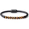 COAI Bracciale di Vera Pelle da Uomo con Perline di Pietre Dure