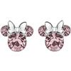 Disney Orecchini Minnie Mouse a Bottone con Pietra Portafortuna Disney da Bambine in Argento, Gioielli Disney, Impreziosito da Zirconia, Rosa