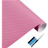 NewL - Rotolo di pellicola adesiva 3D in vinile in fibra di carbonio con sistema di fuoriuscita dell'aria per evitare la formazione di bolle, colore rosa, 45 x 152 cm