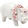 Kare Design Figura decorativa Hawaii Pig, bianco-rosa, altezza 11 cm, oggetto decorativo, regalo, figura di animale, maialino con catena di fiori, soggiorno