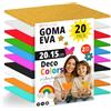 OFITURIA Confezione da 20 fogli di gomma EVA colori decorativi, formato 20x15 cm, 10 colori assortiti, per uso scolastico o domestico, gomma EVA (Assortimento decorazione)