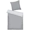 Herding TOM TAILOR Set di biancheria in raso, 80x80 cm + 135x200 cm, 100% cotone, con bordatura e ricamo del logo, con chiusura a cerniera, FINE STRIPES grigio chiaro e grigio scuro (Moody Grey & Light Grey)