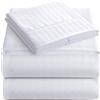 Elaine Karen Home Couture Italian 1500 Thread Count 100% Egyptian 4PC Striped Queen Sheet Set, Bianco