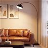 LuminexDesigns Lampada da Terra ad Arco 204cm Moderna Nera, Lampada da Terra per Salotto e Soggiorno con Montaggio Facile in 5 Minuti, Base 30cm 5kg Antiribaltamento, per Camera da Letto (Senza Lampadina) OVEL FL02