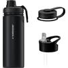 Wessper Borraccia Termica in Acciaio Inossidabile, 500 ml, Thermos Acqua con Tre Tappi Intercambiabili, Bottiglia per Bevande Aalde e Fredde, Senza BPA - Nero