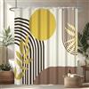 Uiiooazy Tenda Doccia Antimuffa, Tenda da Doccia 180x200cm Boho Chic Marrone Astratta Sole Foglie Gialla Cachi Tende da Bagno Tessuto Lavabile Impermeabile Tende per Vasca da Bagno con 12 Anelli