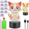 Homgaty Diamond Painting Kit Completo con Luce Notturna Bambini, Giochi Creativi per Bambine 5-12 Anni, 16 Colori LED Regolabile, Regalo per Natale/Compleanno Tanti Disegni (Gattino)